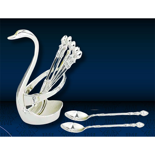 Silver Plated Swan Spoon Set - Surface Finish: Polished