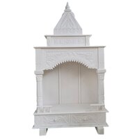 Pure White Marble Temple - High-quality Polished Marble, Glossy Finish & Easy To Clean | Elegant Religious Design In Various Colors