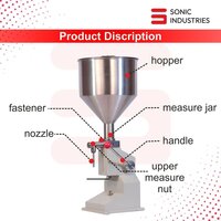 Sonic Industries A03 Manual Stainless Steel Bottle Filling Machine (Liquid & Paste, 0-50ml)