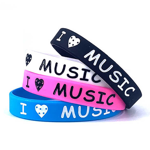 Custom I Love Music Printed Logo Event Silicone Wristband