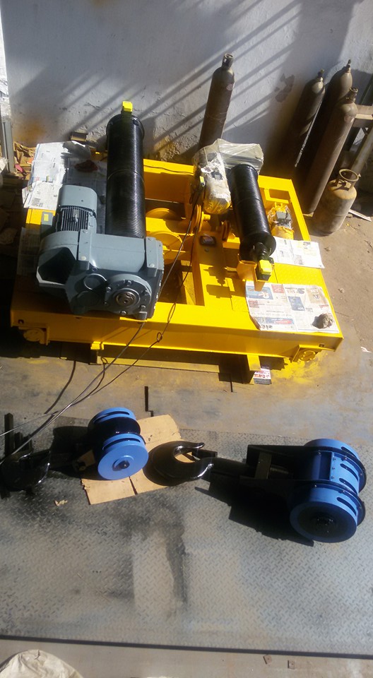 Crab Unit Assembly - Ms Material, 1 Ton Load Capacity, Electric Power Supply | Durable, Yellow Color, Max. Lifting Height 20-39 Ft, Hassle-free Performance