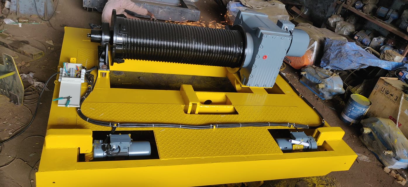 Crab Unit Assembly - Ms Material, 1 Ton Load Capacity, Electric Power Supply | Durable, Yellow Color, Max. Lifting Height 20-39 Ft, Hassle-free Performance
