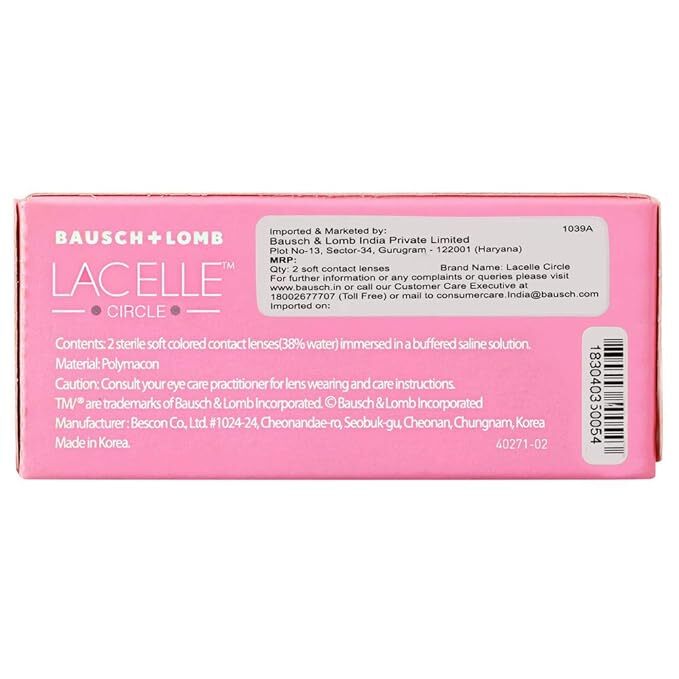 Bausch & Lomb Lacelle Circle Gray Color Monthly Contact Lens (2 Lens/Box) Plano
