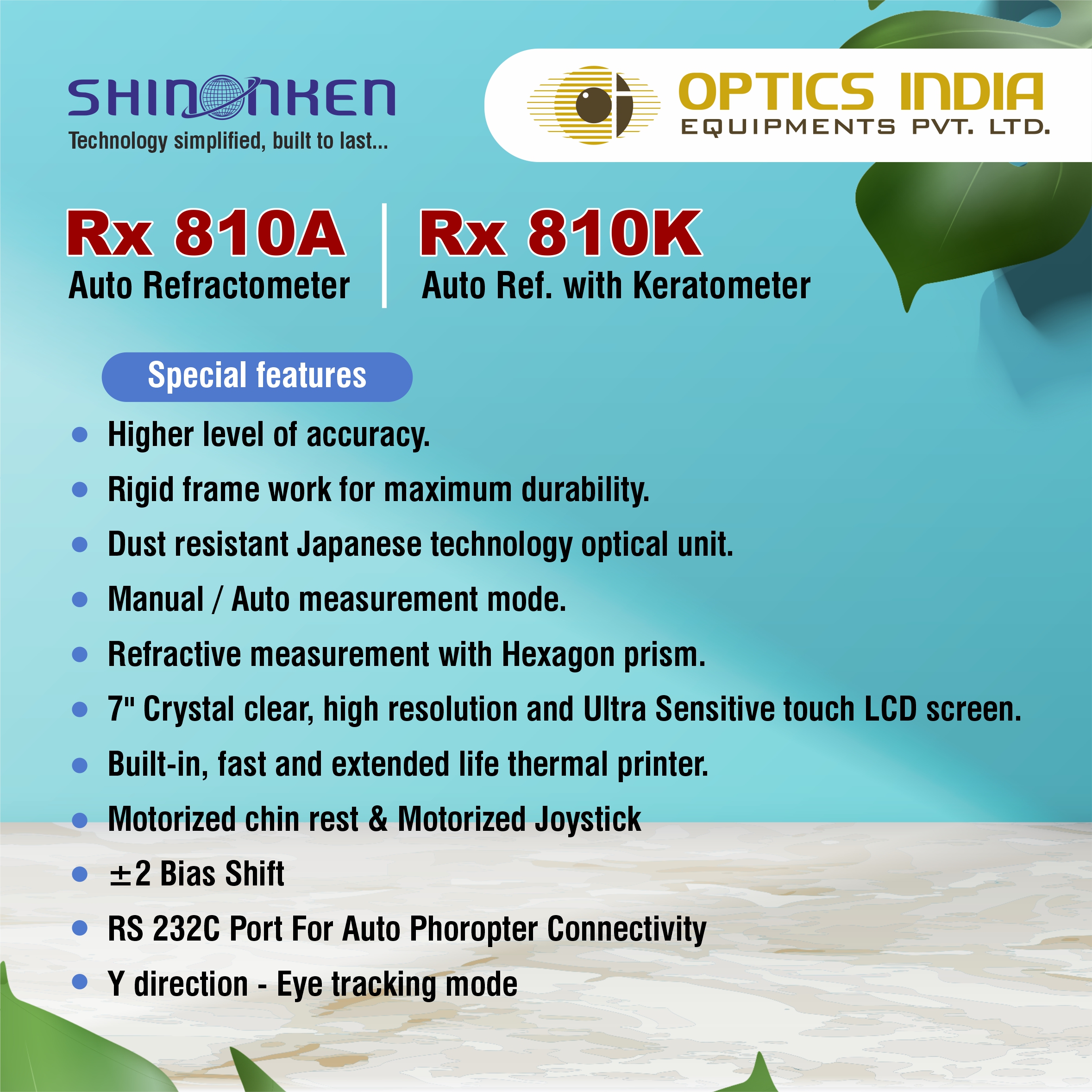 Shinonken Rx 810a Auto Refractometer - Color: White