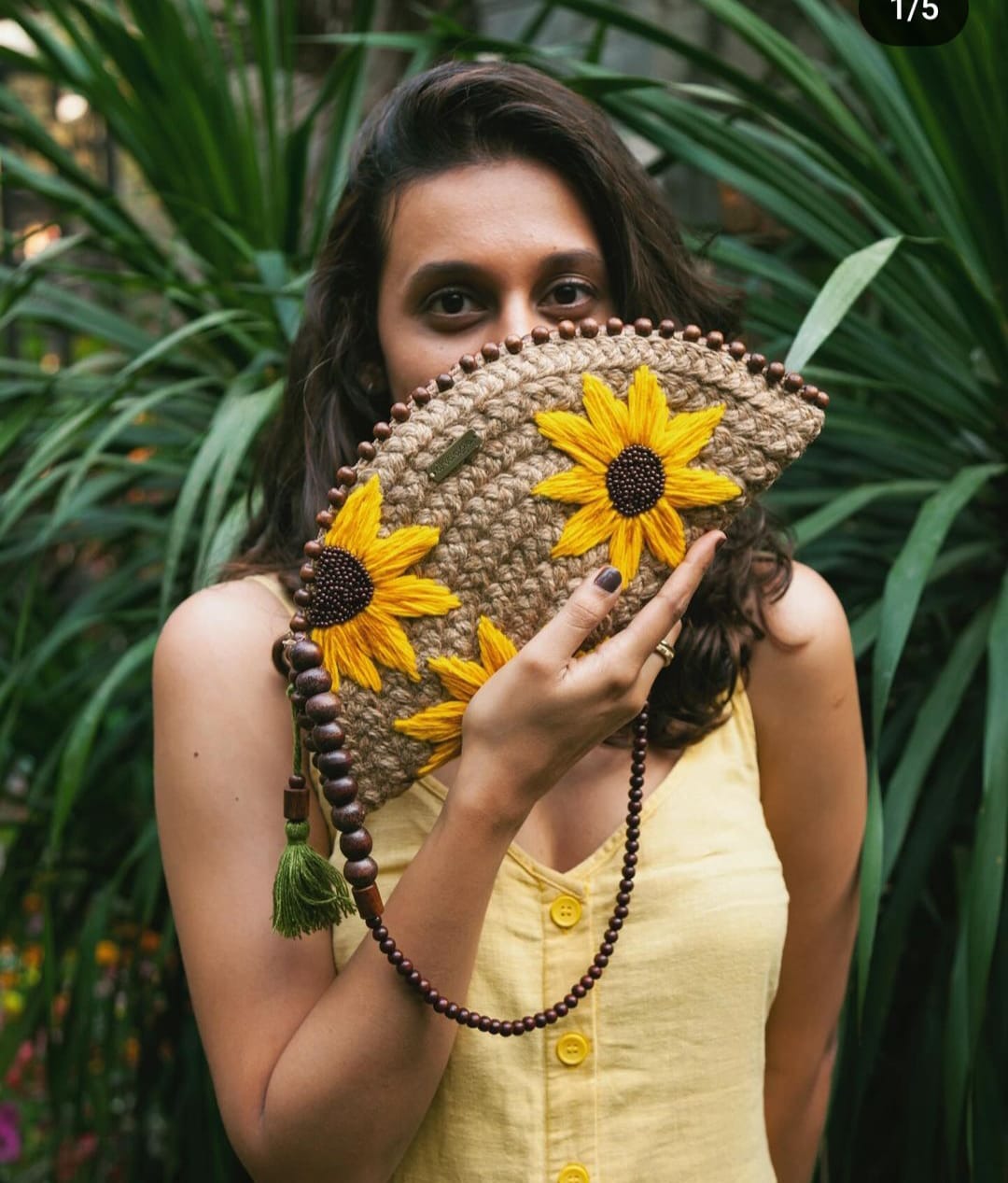 Half Moon Jute Clutch - Color: Brown