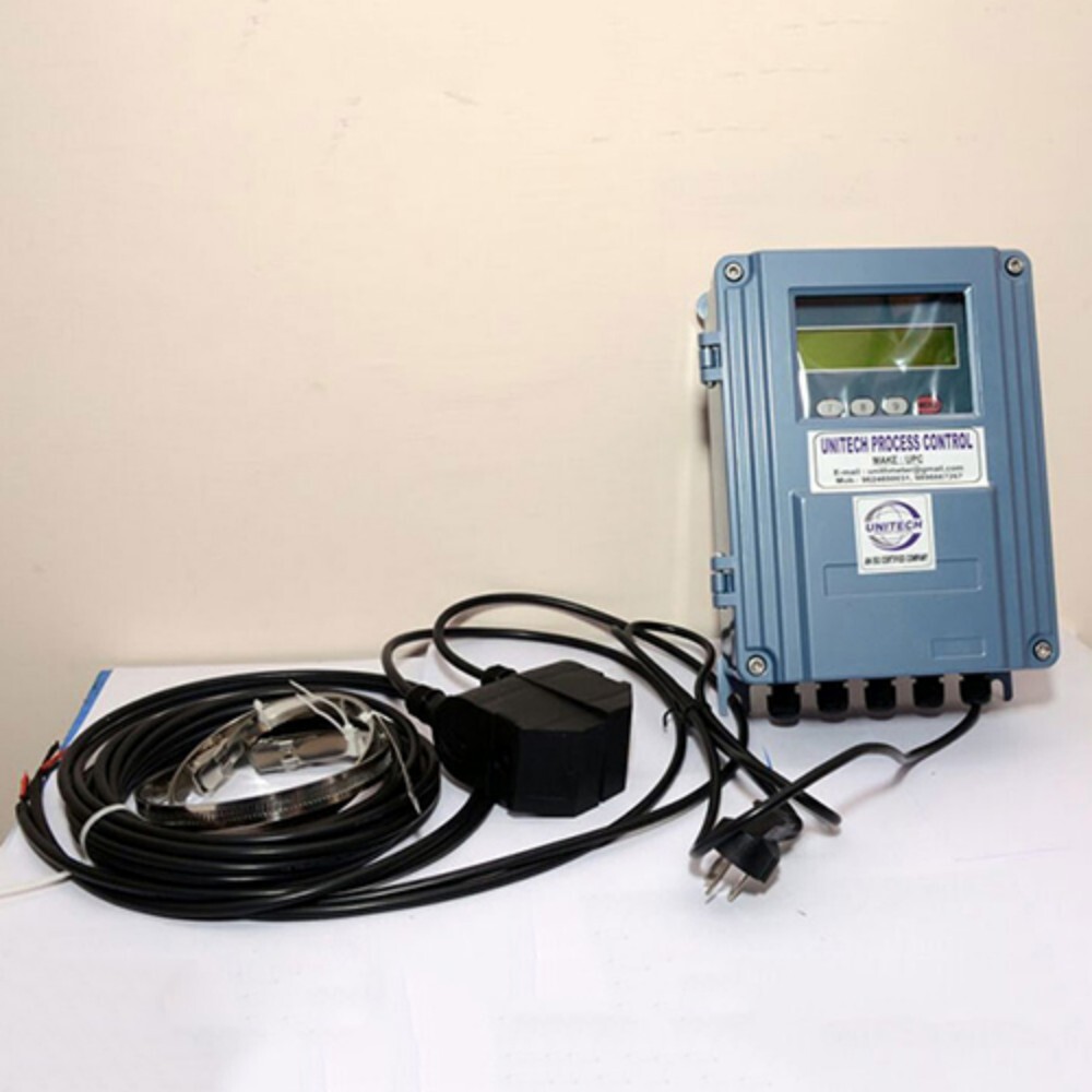 Clamp On Ultrasonic Flow Meter - Metal Construction, Various Sizes Available, Blue Color | Non-Invasive Electric Powered Measurement Solution