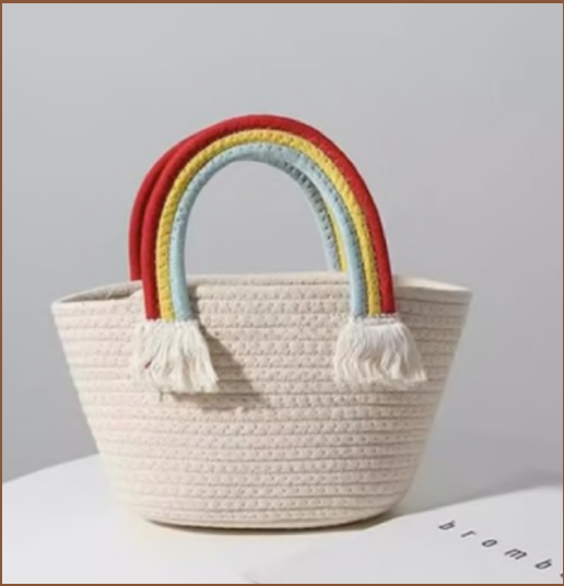 HAND BAG WITH RAINBOW HANDLES