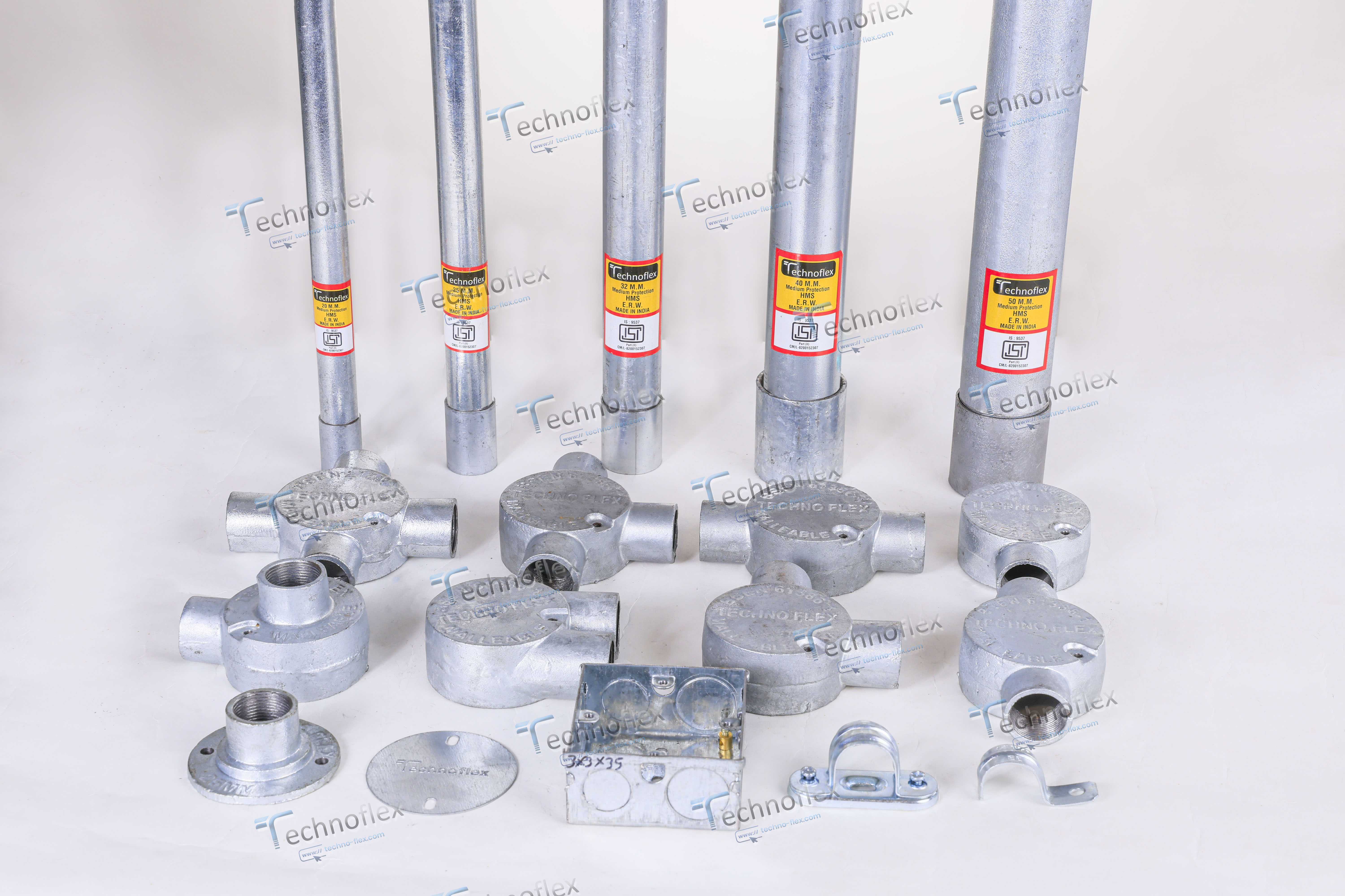 Techno Flex Pipe Steel Gi Conduit Pipes - High-quality Steel, Round Shape, Gray Color, Manual Polish Finish, Galvanized Surface Treatment, 1-year Warranty