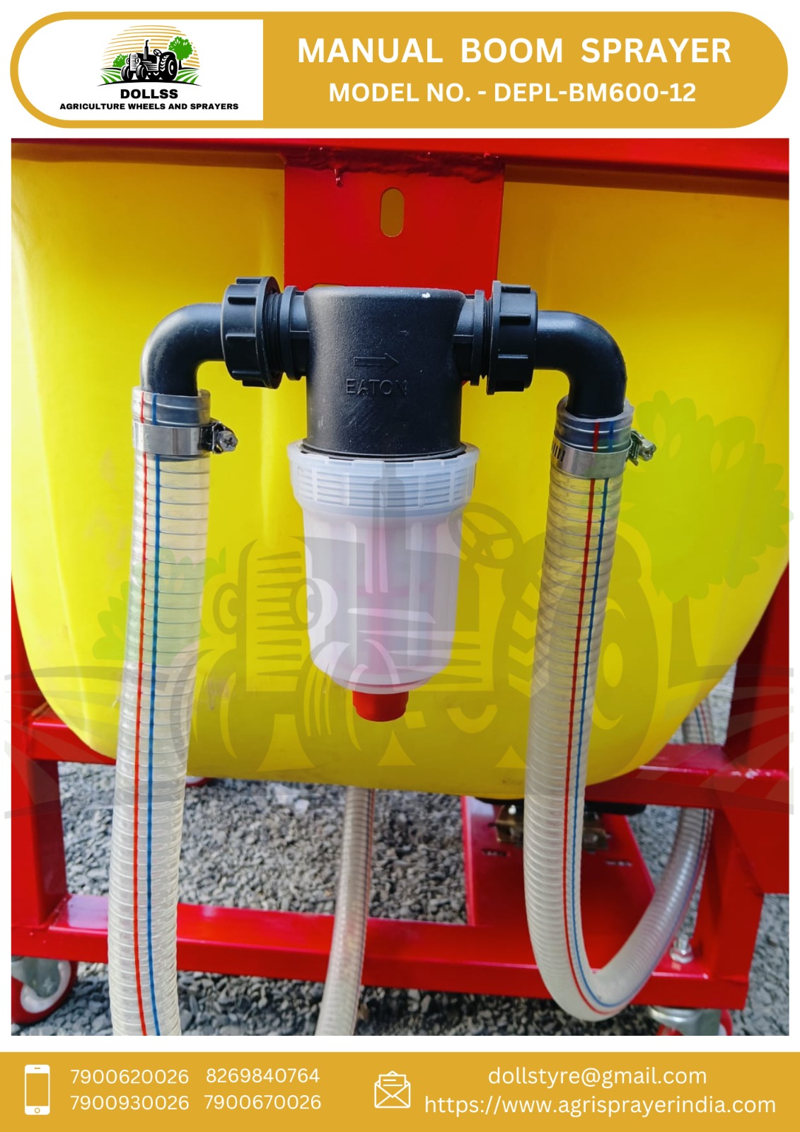 Manual Boom Sprayer - Color: Yellow