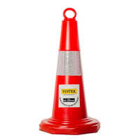 Vertex Pvc Traffic Cone - Pvc Material, 750mm Size, Bright Red & White Color | Easily Movable, Manual Function, 1-year Warranty