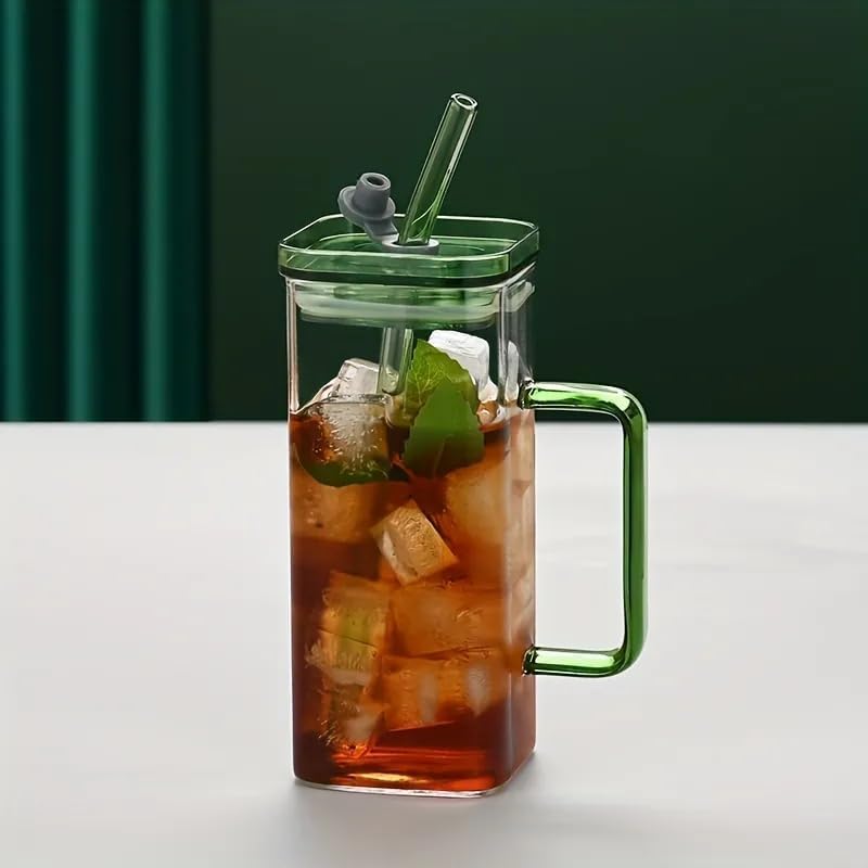 Square Glass Mugs With Colored Handle - Use: '