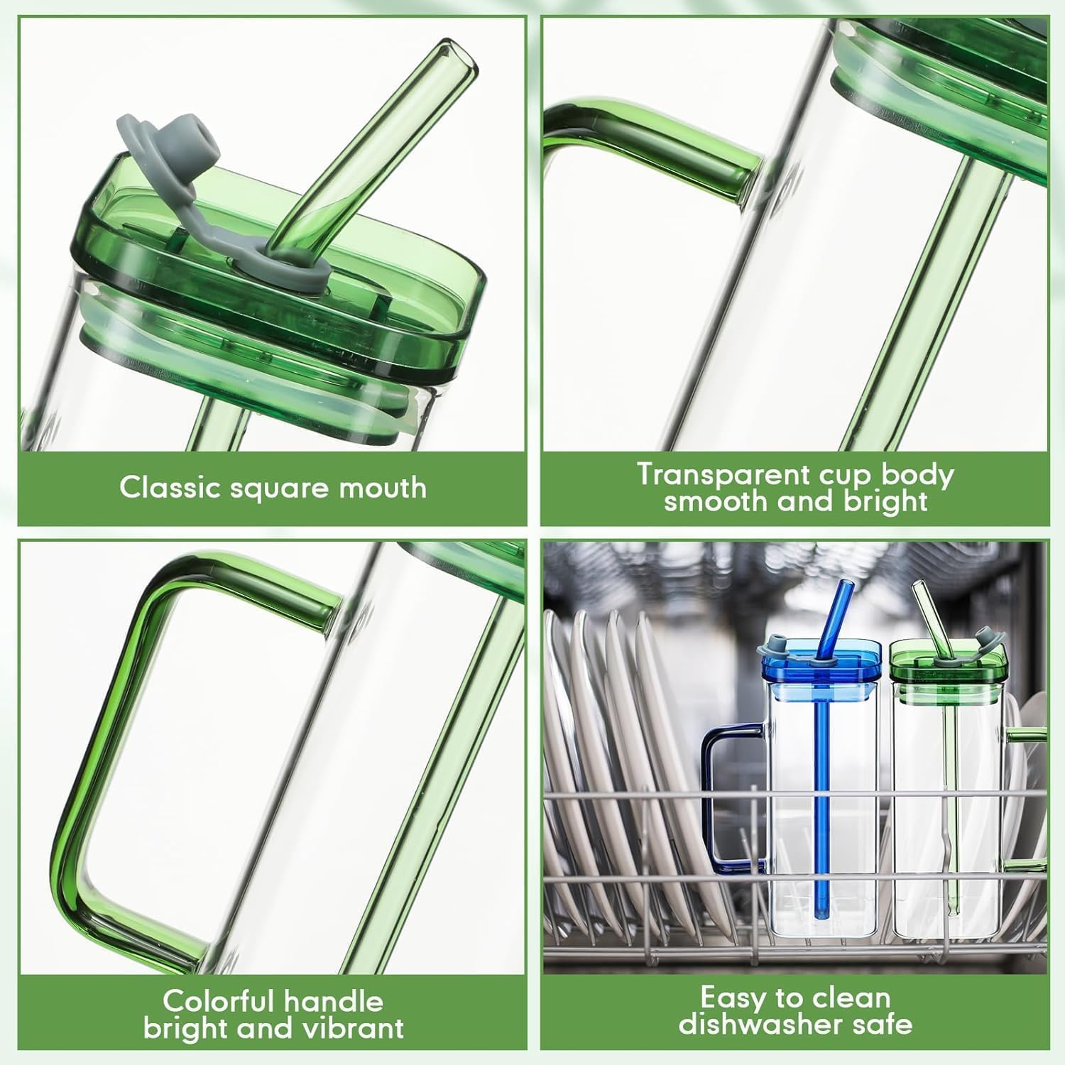 Square Glass Mugs With Colored Handle - Use: '