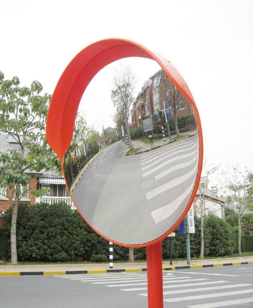 Traffic Safety Convex Mirror - Color: Black