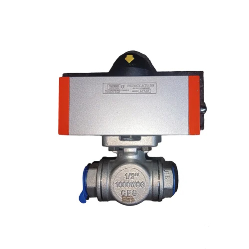 Pneumatic Actuator Ball Valve - Color: Silver