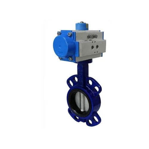 Pneumatic Actuator Butterfly Valve - Color: Silver