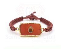 Brass With 18K Gold Plated Electroplated Natural Gemstone Handmade Thread Bracelet