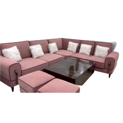 7.5 Seater Velvet Corner L Shape Sofa Set With Puffy - Color: Different Available