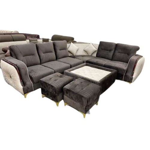 As 010 7 Seater Velvet Corner L Shape Sofa Set, - Color: Different Available