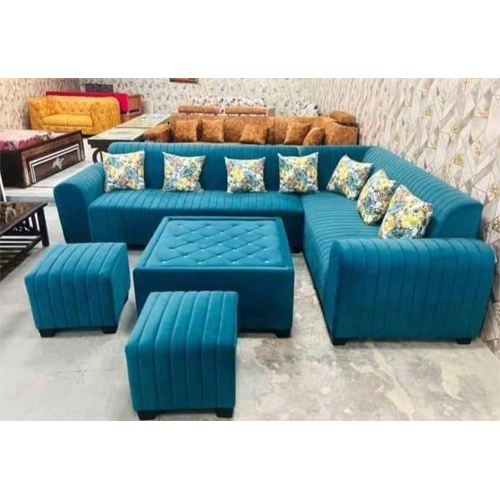 7 Seater Velvet Corner L Shape Sofa Set - Color: Different Available