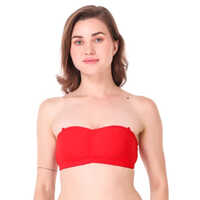 Ladies Red Strapless Tube Bra - Cotton Fabric, Different Sizes | Padded Design, Plain Pattern, Standard Fit For All Age Groups