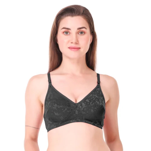 Ladies Hosiery Black Printed Bra - Design: Standard