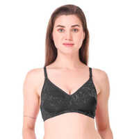 Ladies Hosiery Black Printed Bra - Cotton Fabric, Size 30b, Black Color | Comfortable Design, Versatile Style, Plain Pattern