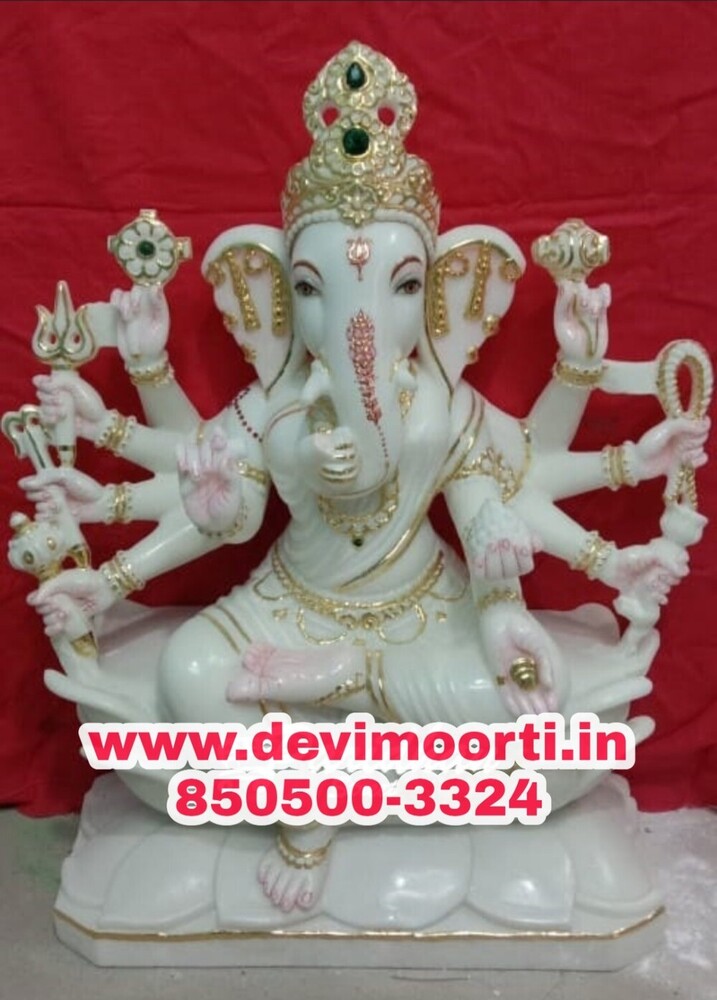 8 Hand Marble Ganesh statue 