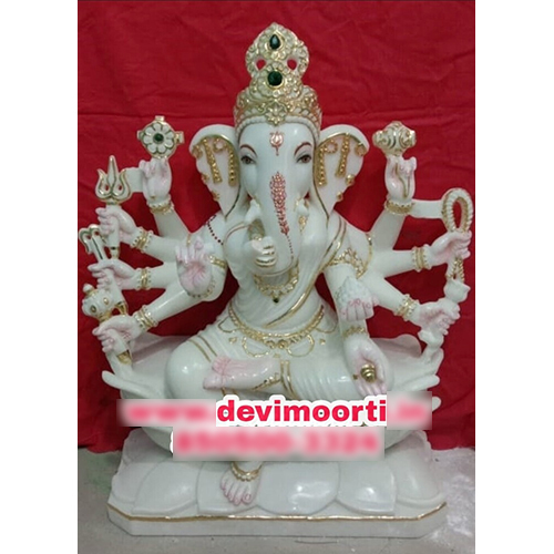 8 Hand Marble Ganesh statue