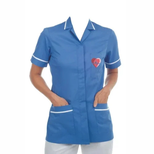 Nurse Hospital Staff Uniform - Cotton Fabric, Short Sleeves, Calming Blue Color | Comfortable Design for Female Nurses, Easy Care and Maintenance