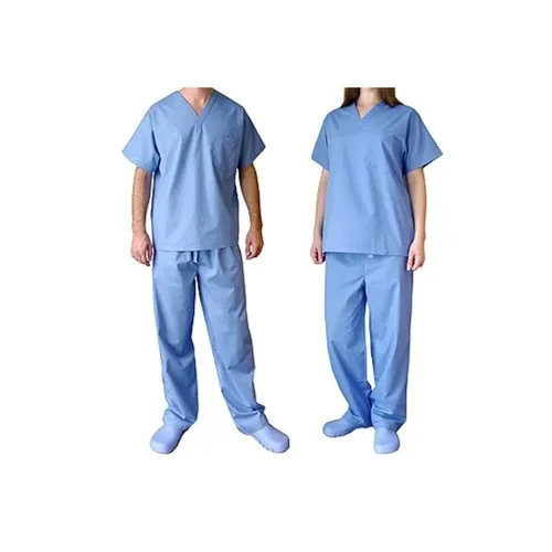 Unisex Patient Uniform - Cotton-Rayon Blend, Size M, Soothing Blue Color | Short Sleeves, Breathable Fabric for Comfort and Dignity