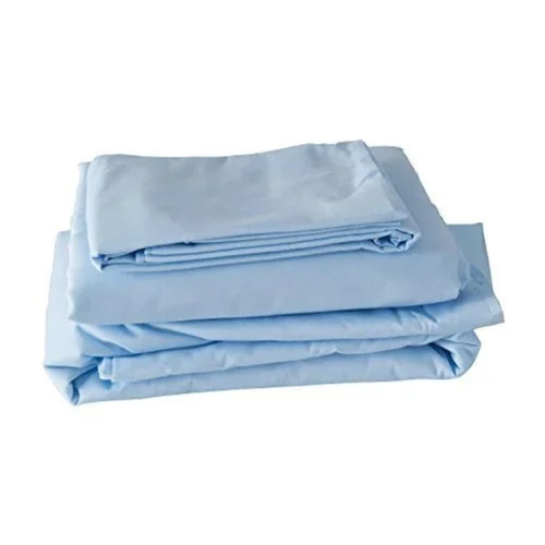 Cotton Hospital Plain Bed Sheet Set - Color: Blue