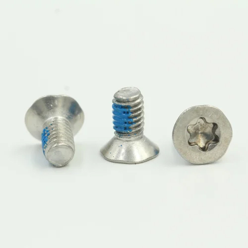 Screw With Loctite Patch - Stainless Steel, M3-M8, Silver Color, Round Head, Zinc Nickel Plated Finish | Ideal for Industrial Usage, Anti-Loosening Design