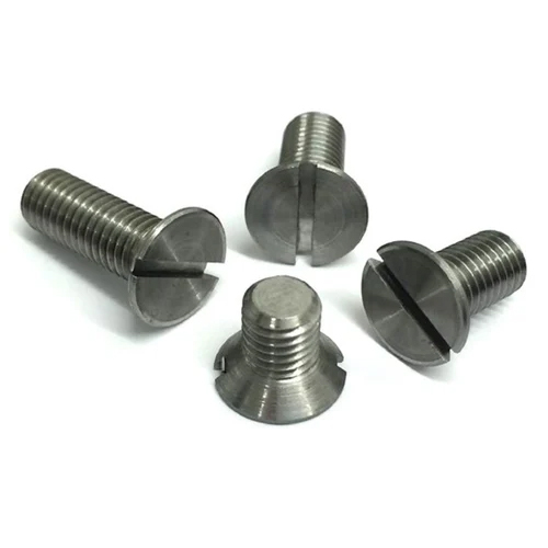 UNC Countersunk Flat CSK Slotted Screw - Stainless Steel, All Lengths Standard UNC, Silver Color, Polished Finish, Round Head Shape
