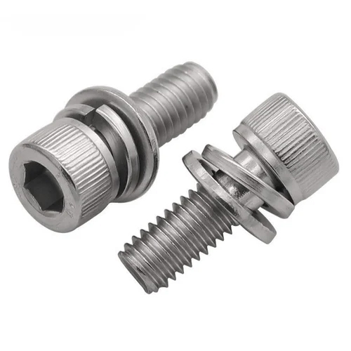 Allen Socket Head Cap Screw With Attached Plain And Spring Washer - Color: Silver