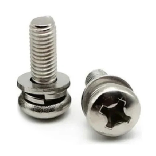 M4X8 Pan Head Philips Screw Recess With Plain And Spring Washer - Color: Silver