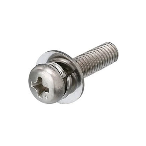 Sems Hex Philips Screw With Attached Plain And Spring Washer - Color: Silver