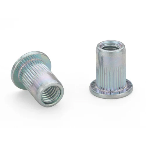 Aefk Aetk Flat Head Knurled Round Body Insert - Stainless Steel, Standard Size, Silver Color , Zinc Plated For Corrosion Resistance And Easy Installation