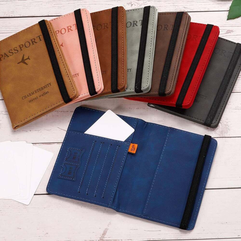 Passport Holder Covers Pu Leather Travel Wallet Case - 15x11 Cm, Brown | Rfid Blocking, Slim Design, Organized Storage For Travel Essentials