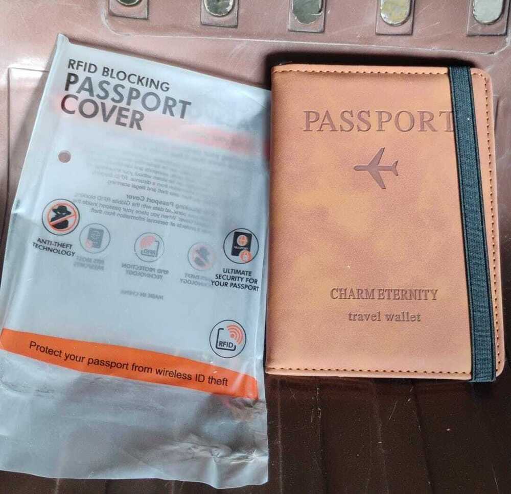 Passport Holder Covers Pu Leather Travel Wallet Case - 15x11 Cm, Brown | Rfid Blocking, Slim Design, Organized Storage For Travel Essentials