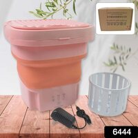 Portable Washing Machine - Tpe & Food Grade Silicone, 30x43x15 Cm, Peach Color | Foldable Design, One-touch Operation, Ideal For Baby Clothes And Small Items