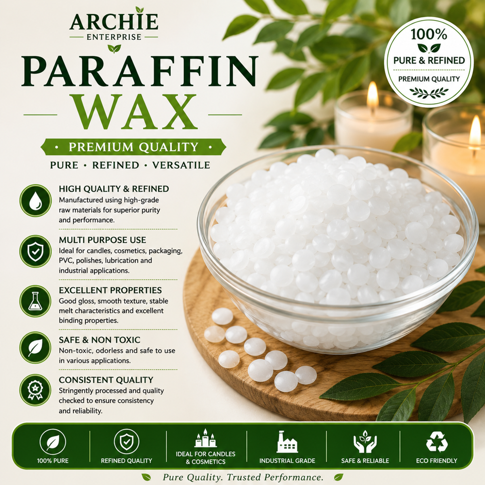 Paraffin Wax - 25 Kg Solid Form, Soft White Color | Smooth Texture, Long-Lasting Burn Time, Excellent for Candle Making and Skincare Formulations