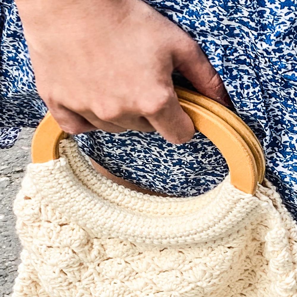 Knotted Macrame Fashionable With Pine Vibe Handle - Color: White