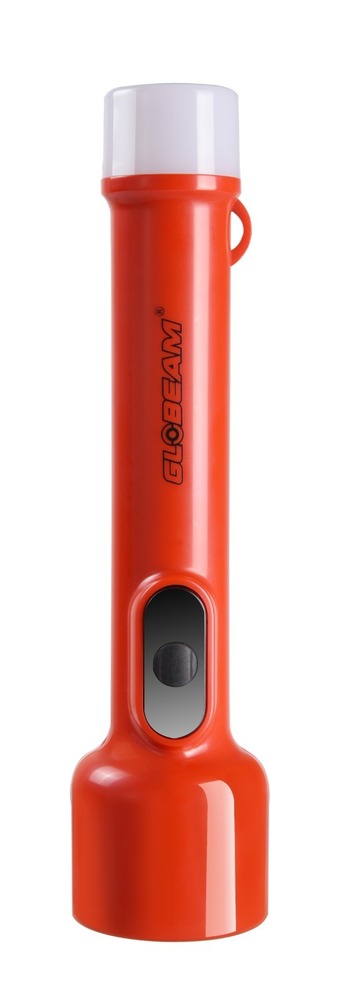Globeam Raksha Rechargeable Torch - Strong Abs Plastic Body, 1200 Mah Lithium Battery, 3-4 Hours Backup | 5w White Led, 1 Meter Type C Data Cable Included, Manual Switch, Side Led