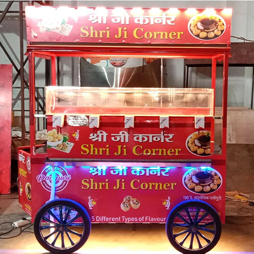 Food Cart With Panipuri Vending Machine - Color: Red