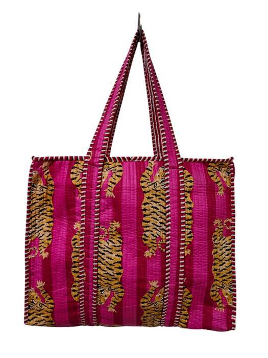 Screen Printed Cotton Quilted Tote Bags With Zip