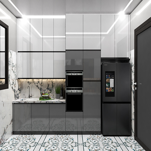 Parallel Modular Kitchen (Grey/White)