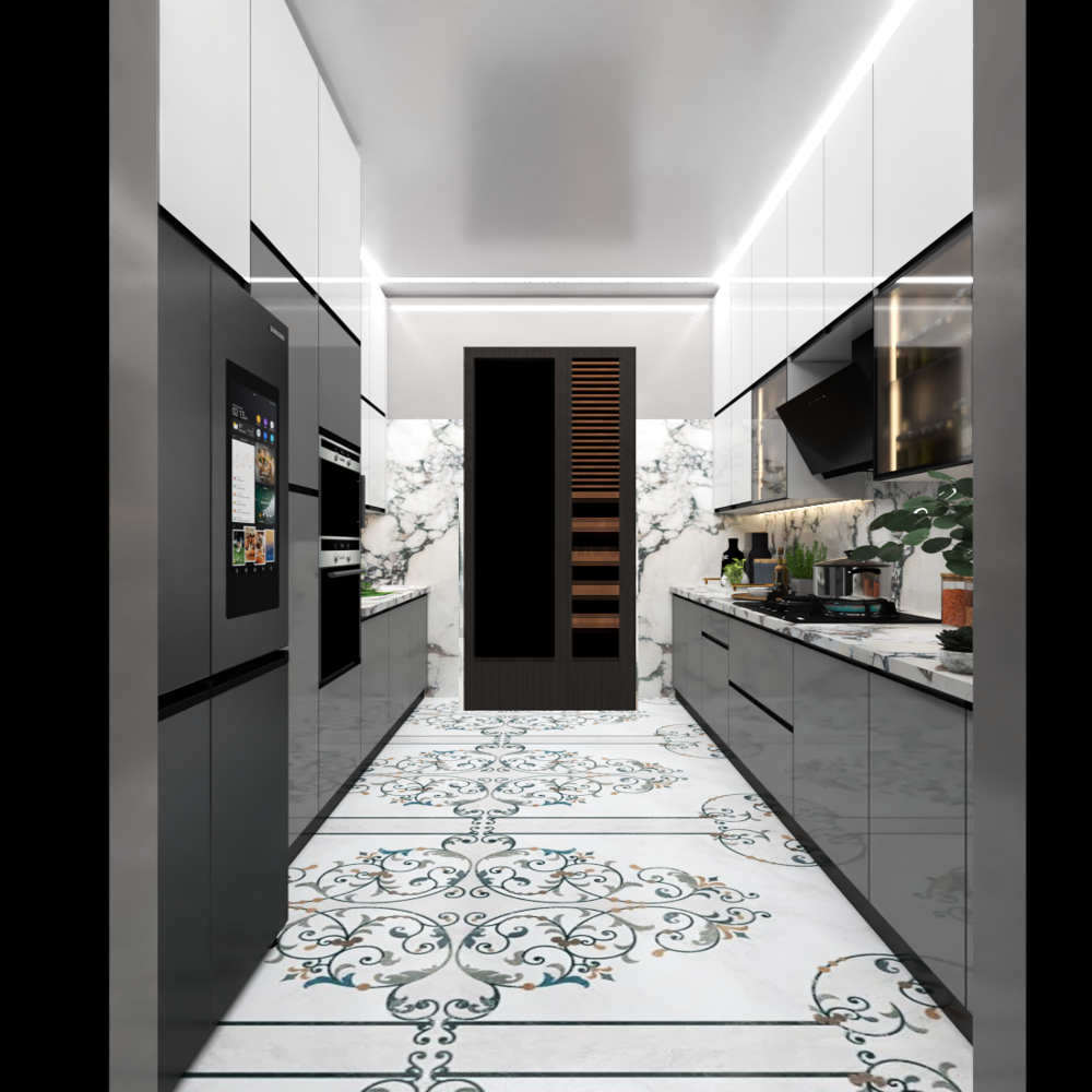 Parallel Modular Kitchen (Grey/White)