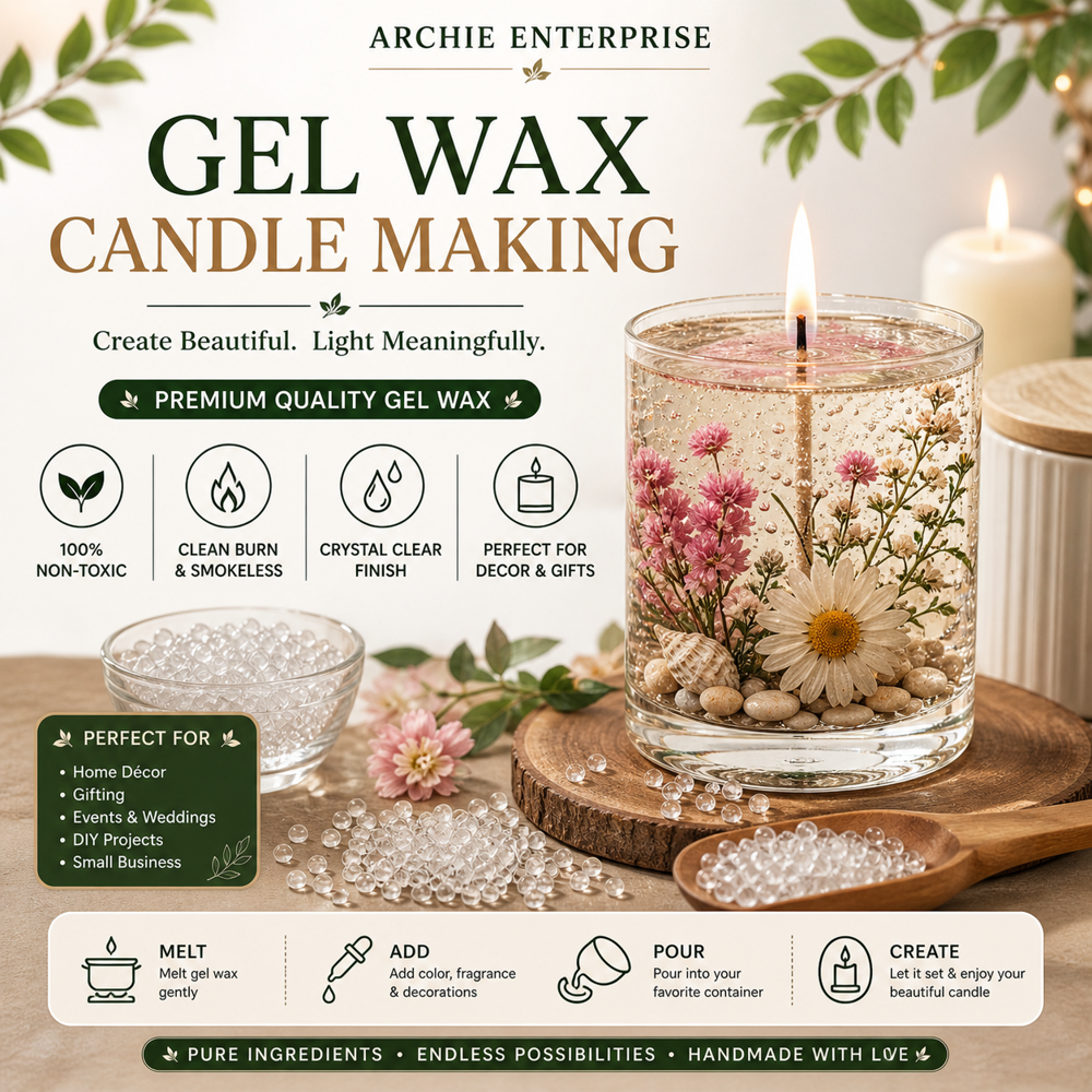 Gel Wax - Transparent Firm Yet Flexible Formulation | Ideal for Crafting Decorative Candles and DIY Beauty Projects