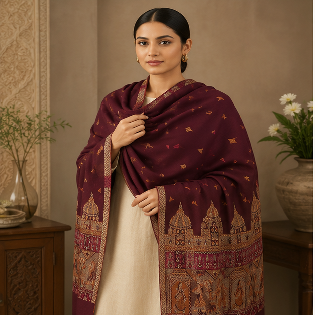 Woolen Fancy Shawl - Color: Different Available
