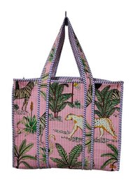 Cotton Tote Bags - 18x18 Cm, Multicolor Quilted Design With Zipper Closure, Ideal For Festivals And Gifts